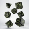 Elvish RPG Dice Set Black & Glow-in-the-dark (7)