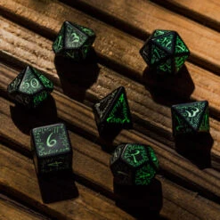 Elvish RPG Dice Set Black & Glow-in-the-dark (7) -Bordspellen Winkel 1044729035
