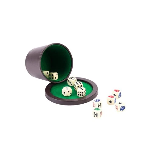 Dobbelset (Beker Met Deksel, 6 Dobbelstenen, 5 Pokerstenen) -Bordspellen Winkel 1085809054