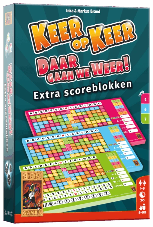 999 Games Keer Op Keer: Daar Gaan We Weer! (Extra Scoreblokken - Level 5, 6 En 7) -Bordspellen Winkel 1123161036