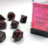 Chessex Opaque Black/Red Polydice (7)