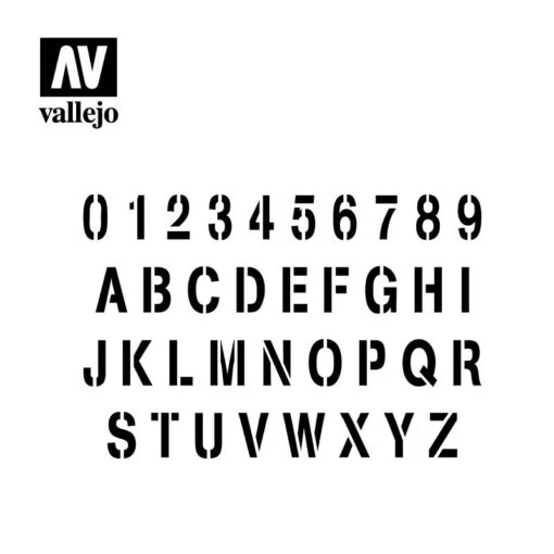 Hobby Stencils: Stamp Font (Vallejo) -Bordspellen Winkel 1434359667