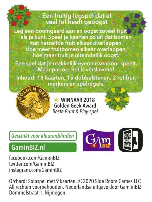 Orchard: Solospel Met 9 Kaarten -Bordspellen Winkel 1502822176