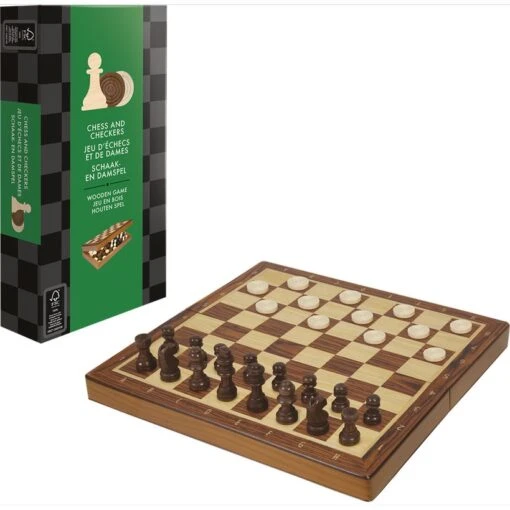 Houten Schaak- En Damspel (Opvouwbaar) -Bordspellen Winkel 1943855775