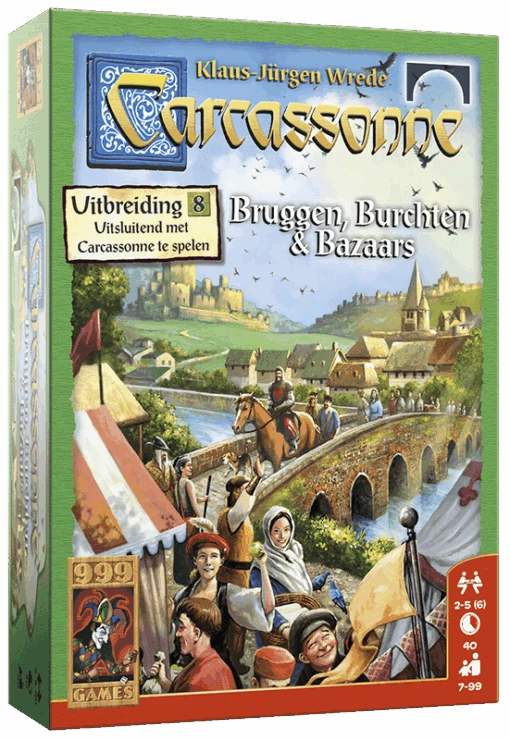 999 Games Carcassonne: Bruggen, Burchten & Bazaars (Uitbreiding 8) -Bordspellen Winkel 444190305