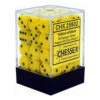 Chessex Dobbelstenen Opaque Yellow/Black - D6 - 12mm - 36 Stuks