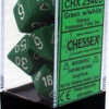 Chessex Dobbelstenen Opaque Green/White Polydice (7 Stuks)